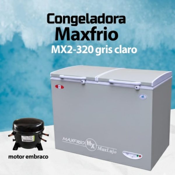CONGELADORA MAXFRIO MX2-320 COLOR GRIS CLARO, TINA DE ACERO