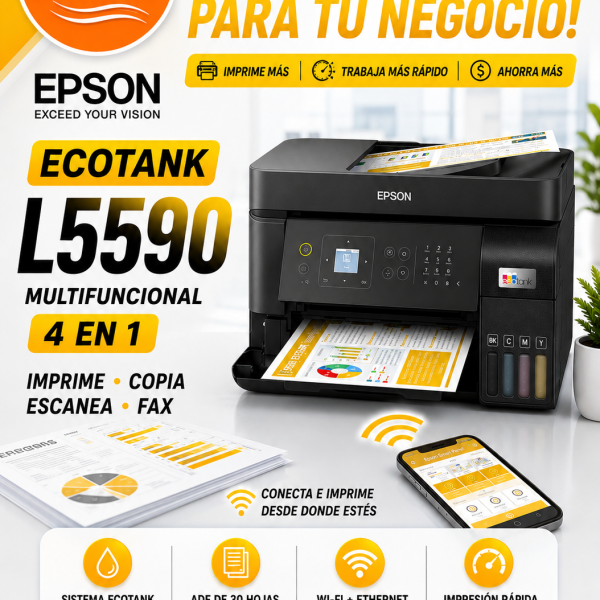 IMPRESORA EPSON L5590 CON WIFI, ADF ECOTANK MULTIFUNCIONAL