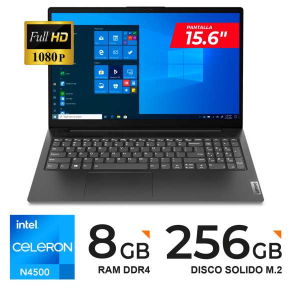 Laptop LENOVO V15 G2 IJL, Intel Celeron N4500 2.8 GHz, 8GB DDR4-2933 15.6" FHD TN, 256GB SSD M.2 2242 PCIe 3.0 x 4 NVMe.