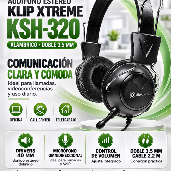 AURICULAR KLIP XTREME KSH-320 C/MICROFONO, PLUG 3.5