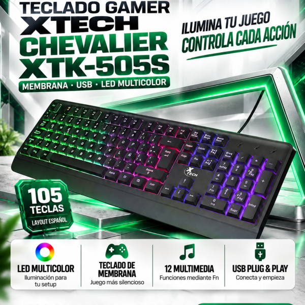 TECLADO XTECH CHEVALIER XTK-505S, RGB