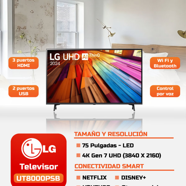 TELEVISOR LG 75″ SMART WebOs 75UT8050PSB UHD 4K WIFI