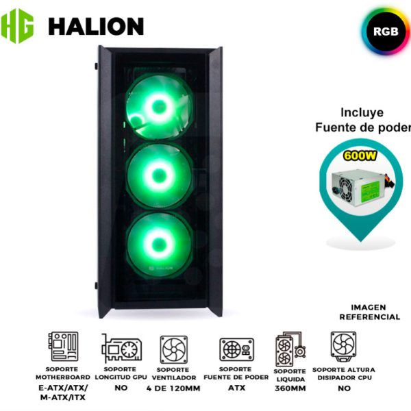 CASE GAMER HALION TITAN 104 NEGRO 600W VT RGB CR