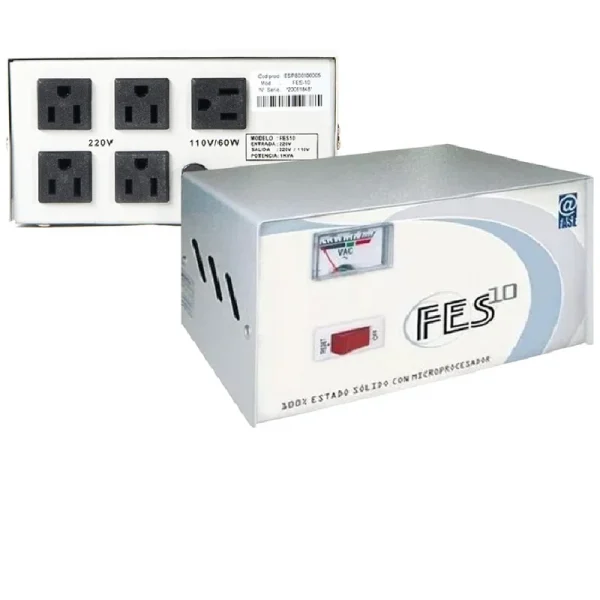 ESTABILIZADOR ELISE - FASE FES-10 / SOLIDO / 1.0kVA / 220V / 4 TOMAS A 220V / 1 TOMA A 110V