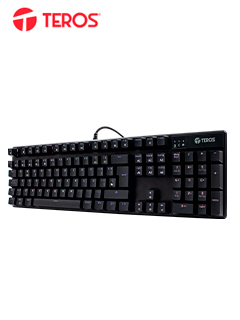 TECLADO TEROS TE-4068G, RETROILUMINACION RAINBOW, USB 2.0, ESPAÑOL, COLOR NEGRO