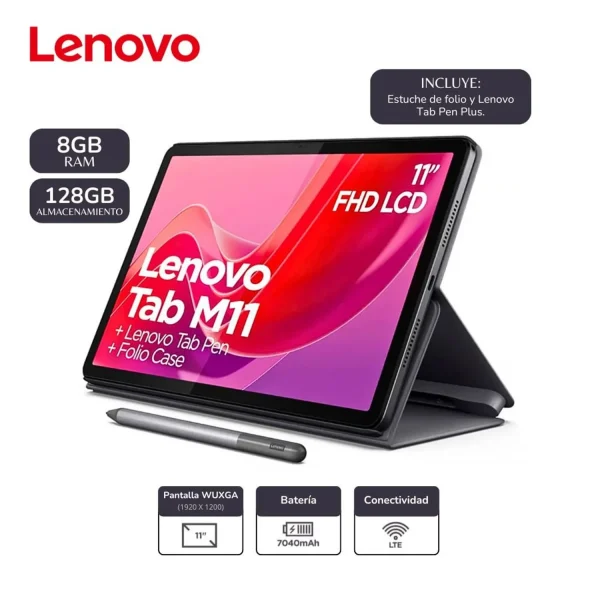 TABLETA LENOVO M11 TB330XU / 11" / 4G LTE / 8GB / 128GB / LAPIZ + FUNDA