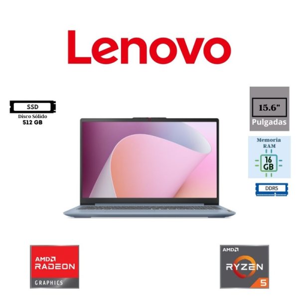 LAPTOP LENOVO IDEAPAD SLIM 3, 15.6" FHD TN AMD RYZEN 5-7520U 2.8/4.3GHz, 16GB LPDRR5-5500MT/s, 512GB SSD M.2