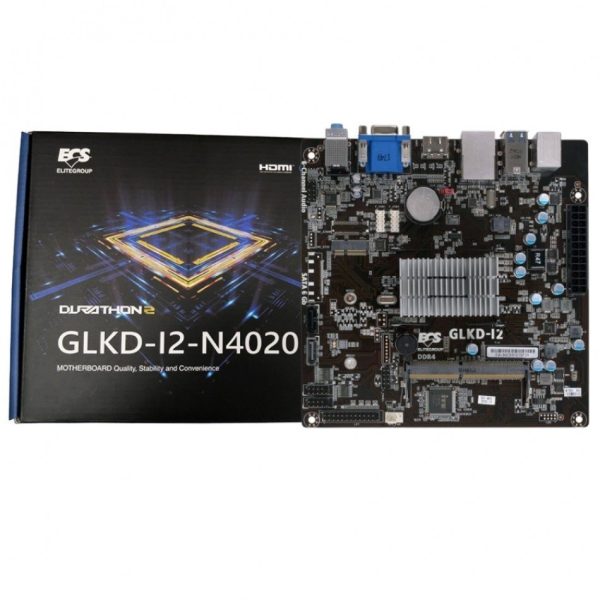 MOTHERBOARD ECS GLKD-I2 CON PROCESADOR INTEGRADO CELERON N4020 1.10 / 2.80GHz DDR4 SODIMM