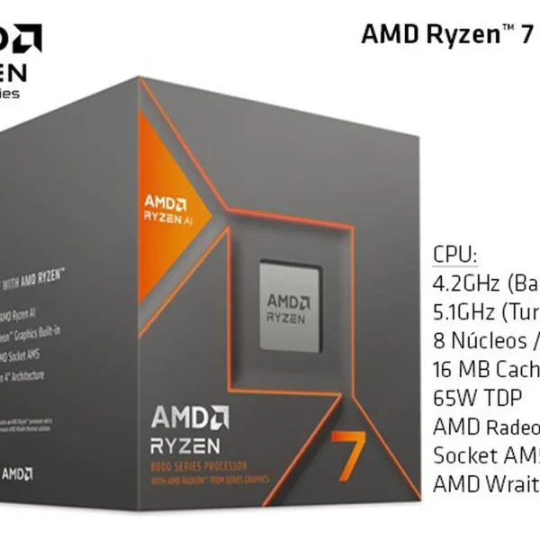 PROCESADOR AMD RYZEN 7 8700G 4.20 / 5.10 GHz, 16MB L3 CACHE, 8-CORES, 5nm, TDP: 65W