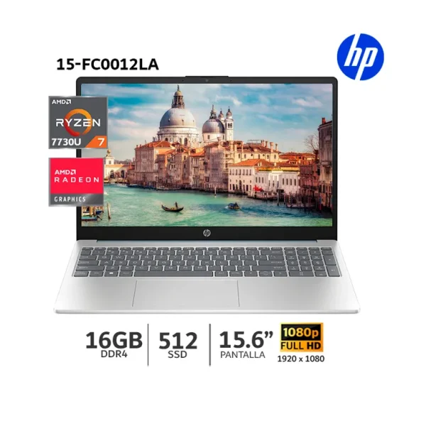 LAPTOP HP 15-fc0012la, 15,6" FHD IPS, AMD RYZEN 7-7730U 2.0/4.5GHz, 16GB DDR4-3200MHz