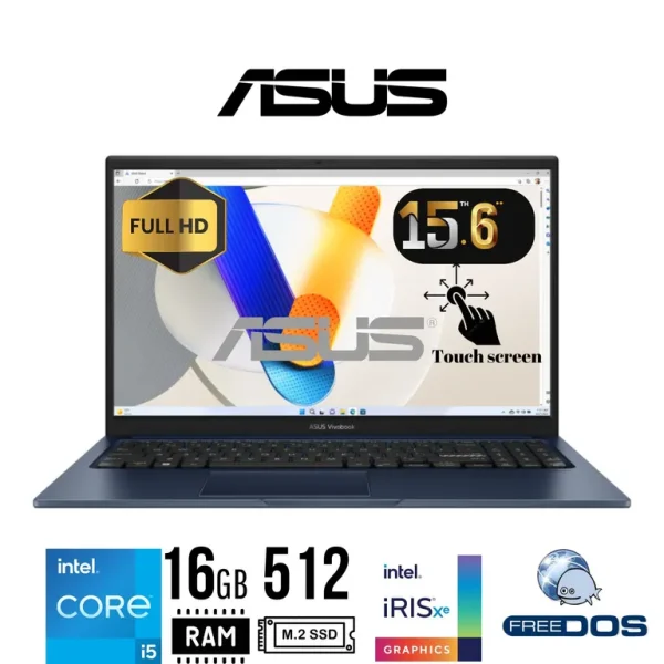 LAPTOP ASUS VIVOBOOK 15 X1504ZA-E82189 15.6" FHD TACTIL, INTEL CORE i5-1334U 16 GB RAM, 512 SSD M.2