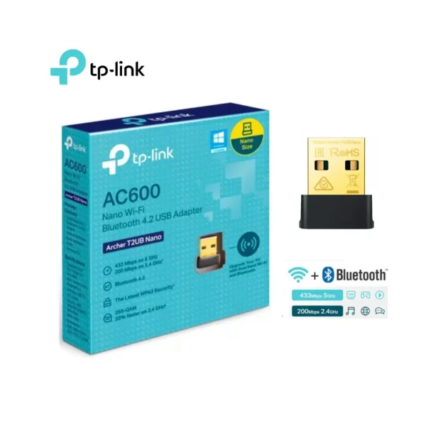 ADAPTADOR TP-LINK NANO T2UB AC600 USB DOBLE BANDA WI-FI + BLUETOOTH