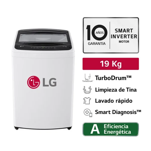 LAVADORA LG 19KG WT19WVTB CARGA SUPERIOR COLOR BLANCO