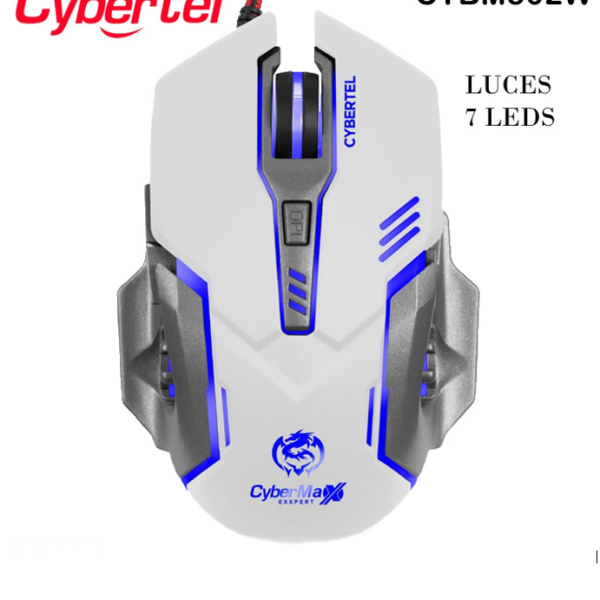 MOUSE GAMER CYBERTEL EXXPERT CBX M502W USB, LUZ RGB, 6 BOTONES, 3200 DPI, COLOR BLANCO