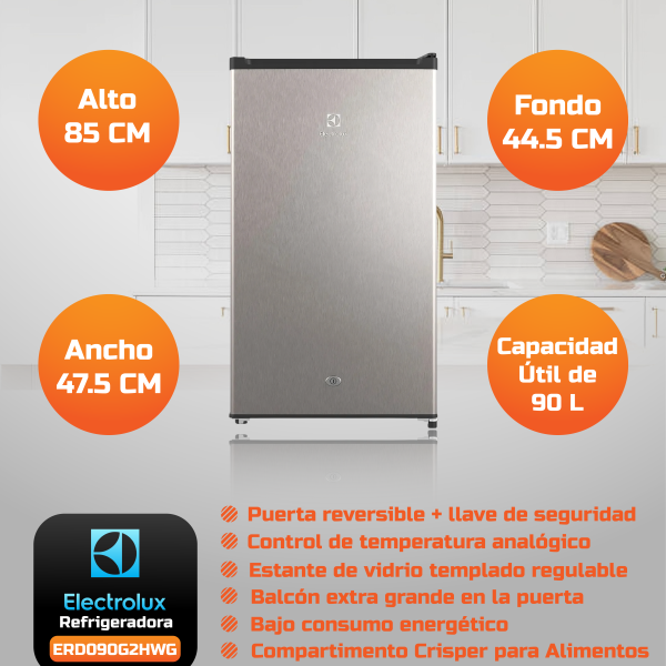 FRIGOBAR ELECTROLUX ERD090G2HWG 90 LITROS, GRIS PREMIUM