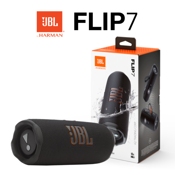 PARLANTE JBL FLIP 7 AURACAST, BLUETOOTH, POTENCIA 37W, IA SOUND BOOST, CERTIFICACION IP67, HASTA 16 HORAS DE REPRODUCCION, COLOR NEGRO