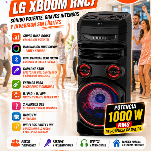 EQUIPO DE SONIDO LG XBOOM RNC7 MULTI-BLUETOOTH KARAOKE STAR 1000W