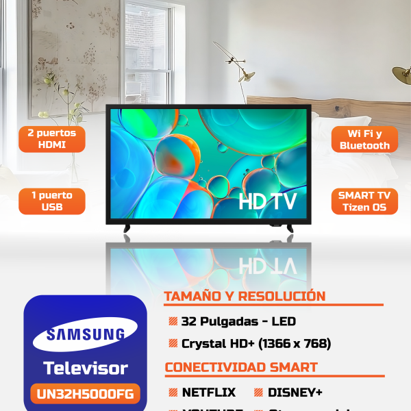 TELEVISOR SAMSUNG SMART TV 32" FHD UN32H5000FG
