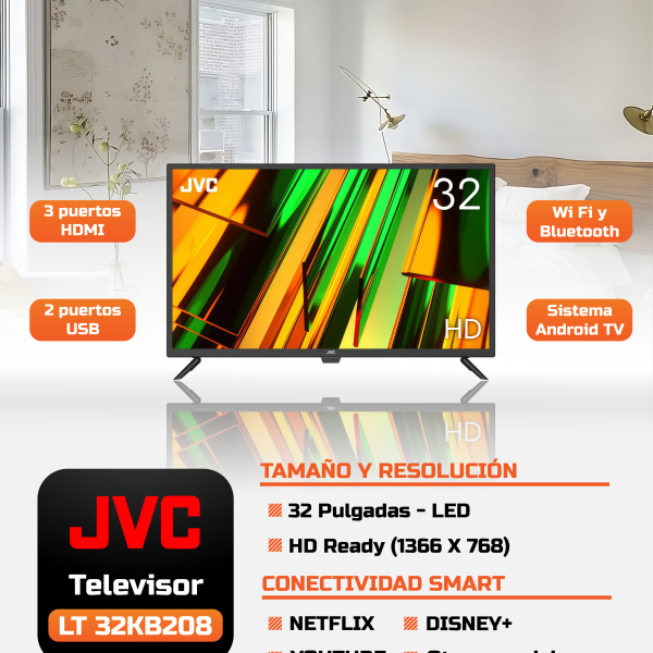 JVC SMART TV 32" ANDROIT, BLUETOOTH, LT-32KB208