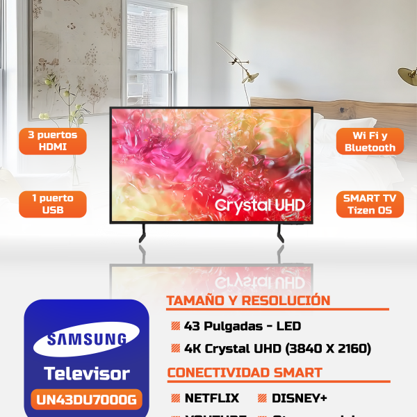 SAMSUNG SMART TV UHD 43", UN43DU7000G