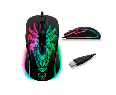 MOUSE GAMER MICRONICS INFIERNO MIC M816, CONEXION USB, LUCES RGB, 7 BOTONES, DPI COMMUTABLE 1200 - 7200, COLOR NEGRO