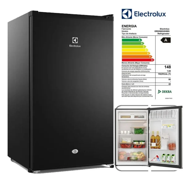 FRIGOBAR ELECTROLUX ERD090G2HWB 90 LITROS, COLOR NEGRO