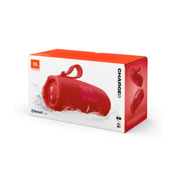 PARLANTE JBL CHARGE 6 AURACAST, BLUETOOTH, POTENCIA 40W, IA SOUND BOOST, CERTIFICACION IP68, HASTA 28 HORAS DE REPRODUCCION, PUERTO DE CARGA USB-C, COLOR ROJO
