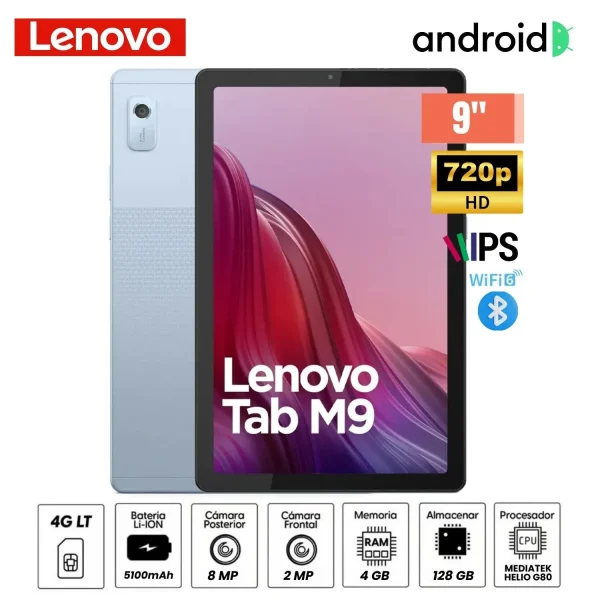 TABLET LENOVO TAB M9, 9" HD (1340x800) IPS / 400NITS / TOUCH / 4G LTE / ANDROID 12 O SUPERIOR