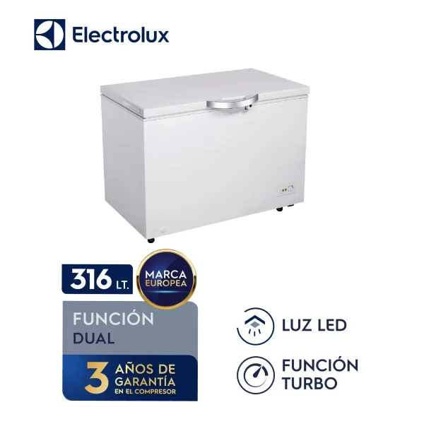 CONGELADORA ELECTROLUX EFCC32C2HQW 316L HORIZONTAL, COLOR BLANCO