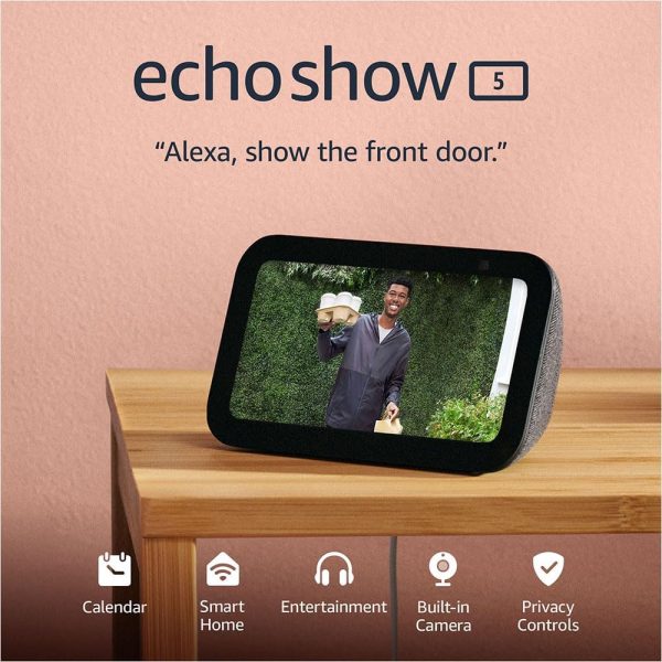 PANTALLA INTELIGENTE AMAZON ECHO SHOW 5 3GEN, 5.5", CONTROL DE VOZ, ALEXA, CONTROL TACTIL, CAMARA 2MP, OBTURADOR, COLOR NEGRO