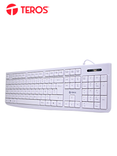 TECLADO TEROS TE-4069S ESAANDAR, USB 2.0, ESPAÑOL, COLOR BLANCO