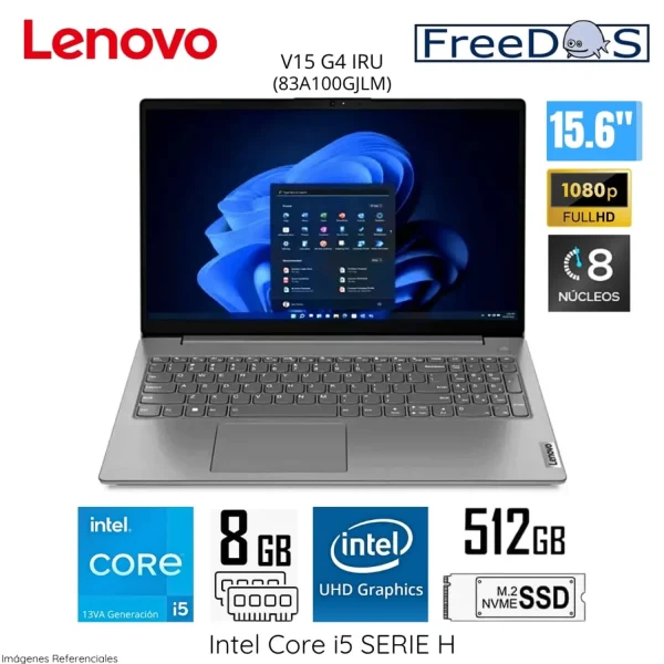 LAPTOP LENOVO V15 G4 IRU, 15.6" FHD TN, CORE I5-13420H 2.1 GHz / 4.6 GHz, 8GB RAM DDR4-3200MT/s, 512GB SSD M.2