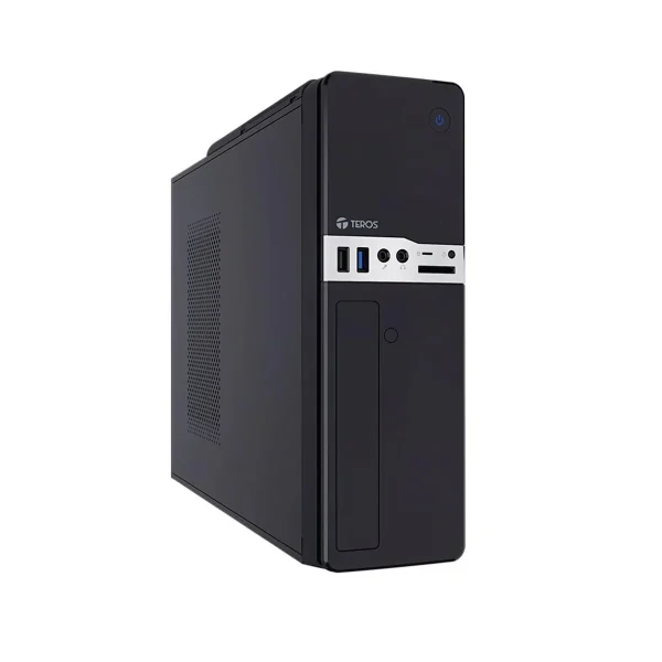 Case TEROS TE-1032S, Slim, 250 W, USB 3.2 / USB 2.0, audio HD, DVD, negro