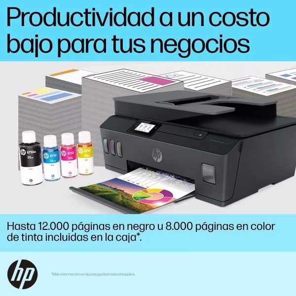 Impresora Multifuncional HP Smart Tank 530 Tinta Continua, Color, Wi-Fi, Smart App, ADF Alimentador Automático