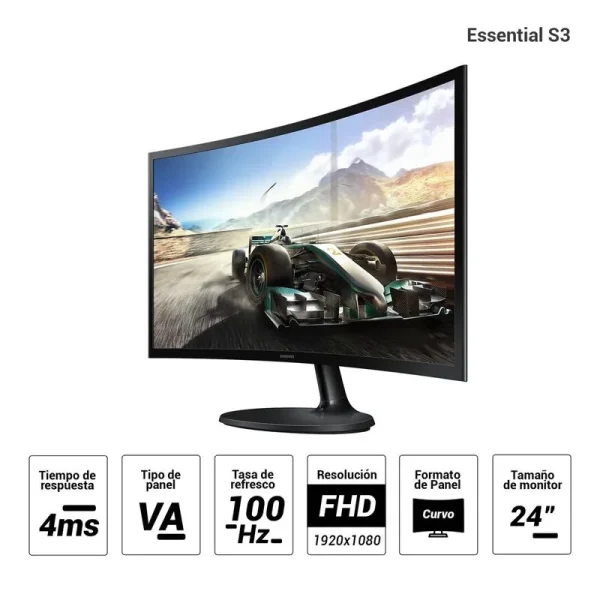 MONITOR SAMSUNG LS24D360GALXPE 24" FHD (1920x1080) VA Curvo, HDMI x1/VGA x1/Auriculares x1