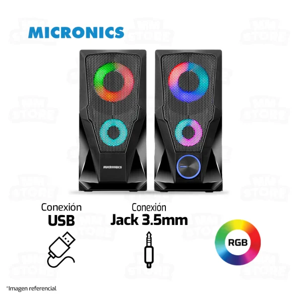 PARLANTE MICRONICS MILANO BLACK MIC S301 2.0 RGB 2.5"