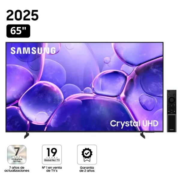 TELEVISOR SAMSUNG SMART TV 65' CRYSTAL UHD 4K UN65U8000FGXPE, NUEVO 2025