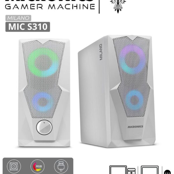 PARLANTE MICRONICS MILANO BLACK MIC S301W 2.0 RGB 2.5"