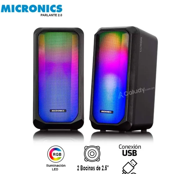 PARLANTE MICRONICS MIC S305 GAMING SOUND FLAMING RGB 2.5