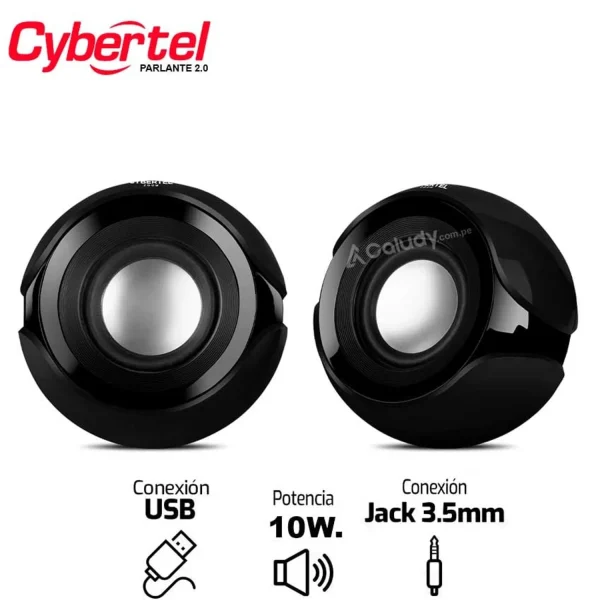 PARLANTE CYBERTEL ZOOM 2 BLACK 2.0 USB 2" RMS: 10W