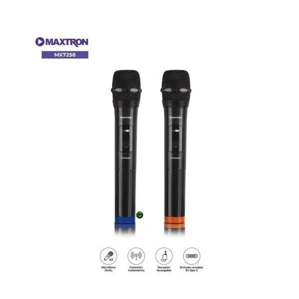 MICROFONO MAXTRON CRONER MX7258 DUAL INALAMBRICO