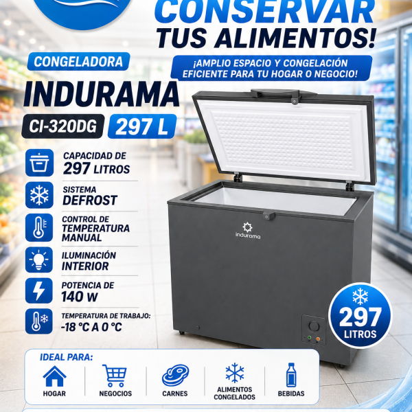 CONGELADORA INDURAMA CI-320DG, COLOR GRIS, 297 LITROS