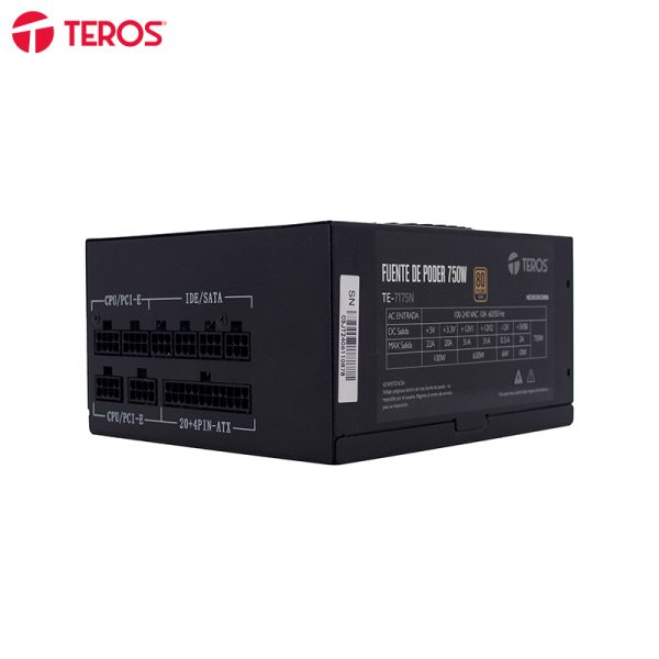 FUENTE DE PODER TEROS TE-7175N ATX 750W 80 Plus Gold 100V-240VAC CERTIFICADA