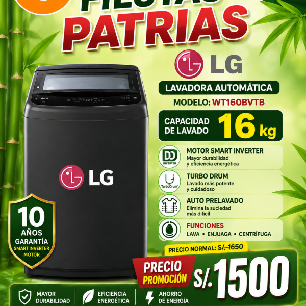 LAVADORA LG 16 Kg WT16OBVTB