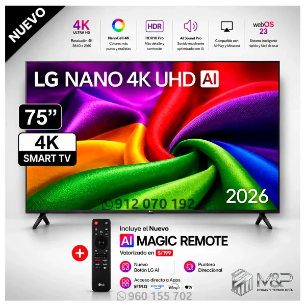 TELEVISOR SMART TV LG 4K ULTRA HD 75” 75NU800BPSB