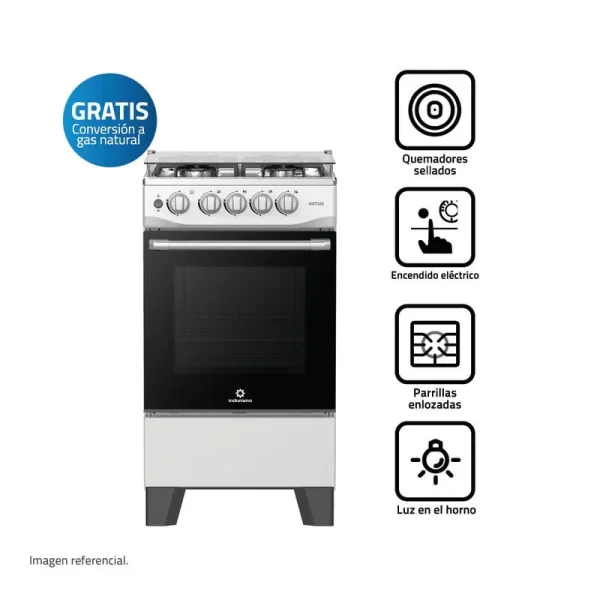 COCINA INDURAMA MATISSE CUATRO HORNILLAS COLOR PLATEADO