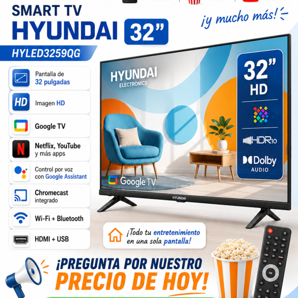 TELEVISOR HYUNDAI 32 HYLED3259QG , HD QLED