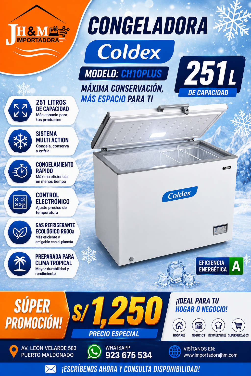 CONGELADORA COLDEX CH10PLUS – 251 L