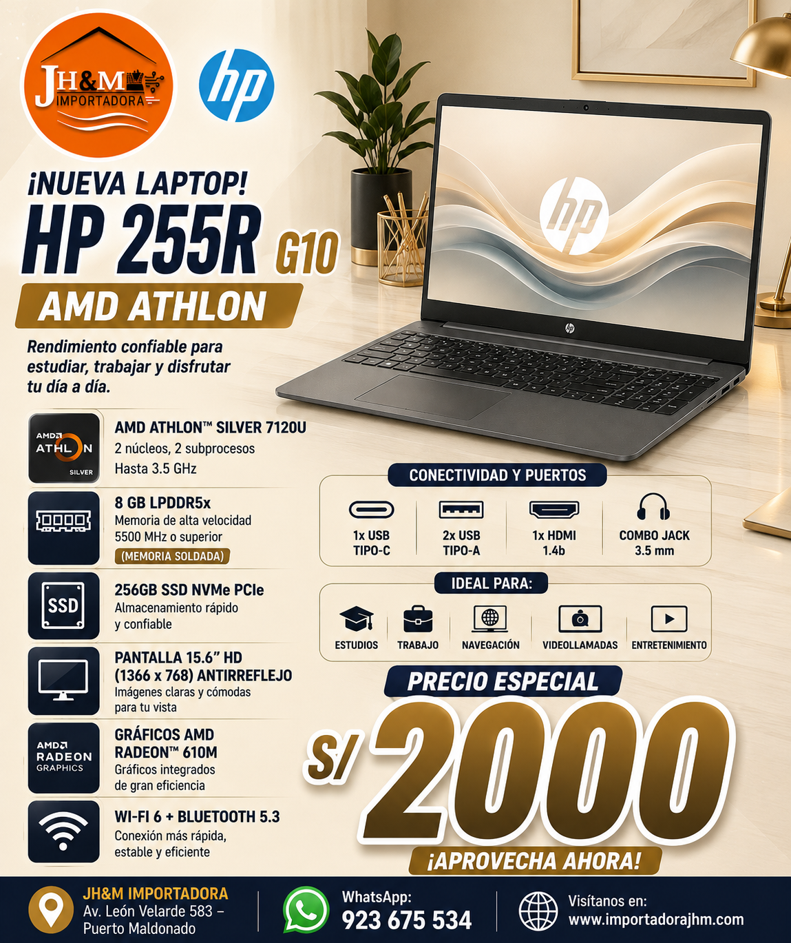 LAPTOP HP 255R G10 AMD ATHLON