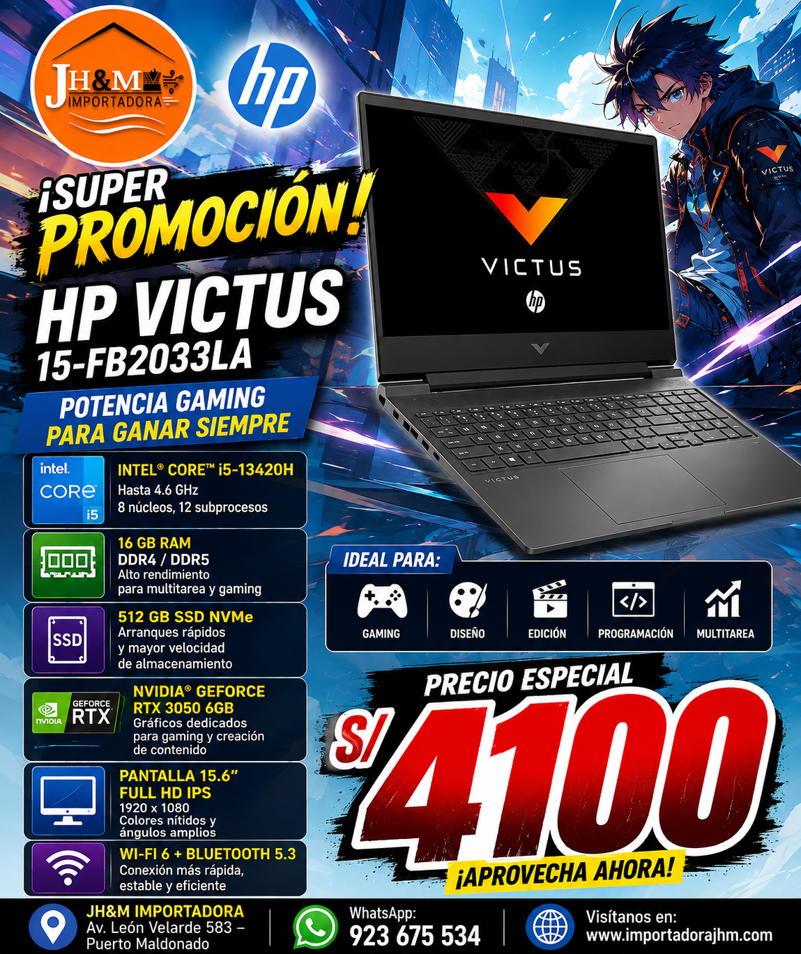 LAPTOP HP VICTUS 15-FB2033LA, INTEL CORE i5
